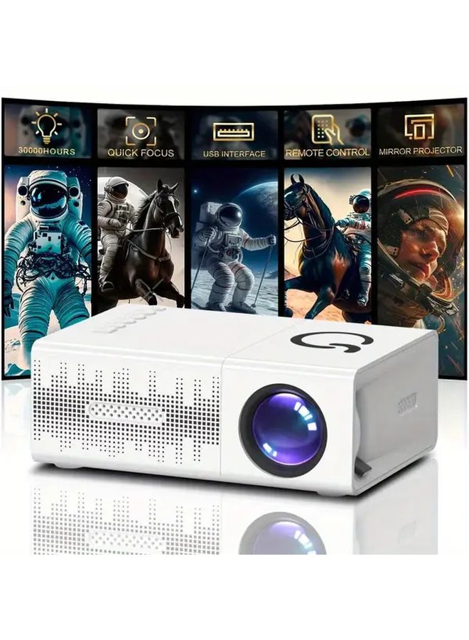 Black Smart Mini Projector 1080P Home Theater Built In Speaker USB AV SD Compatible - Image 3